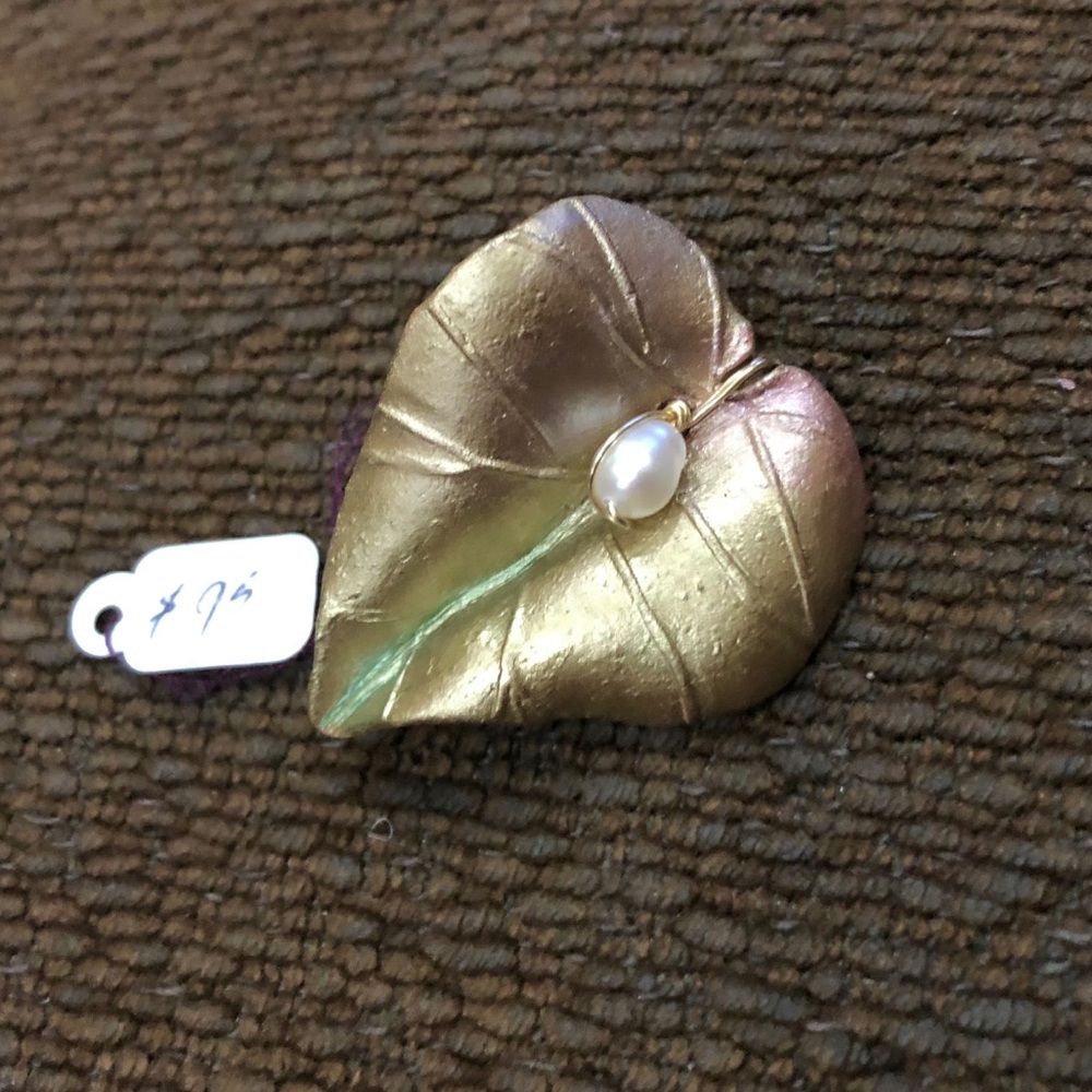New Sylvan Spirit Hand Sculpted Clay Leaf Brooch